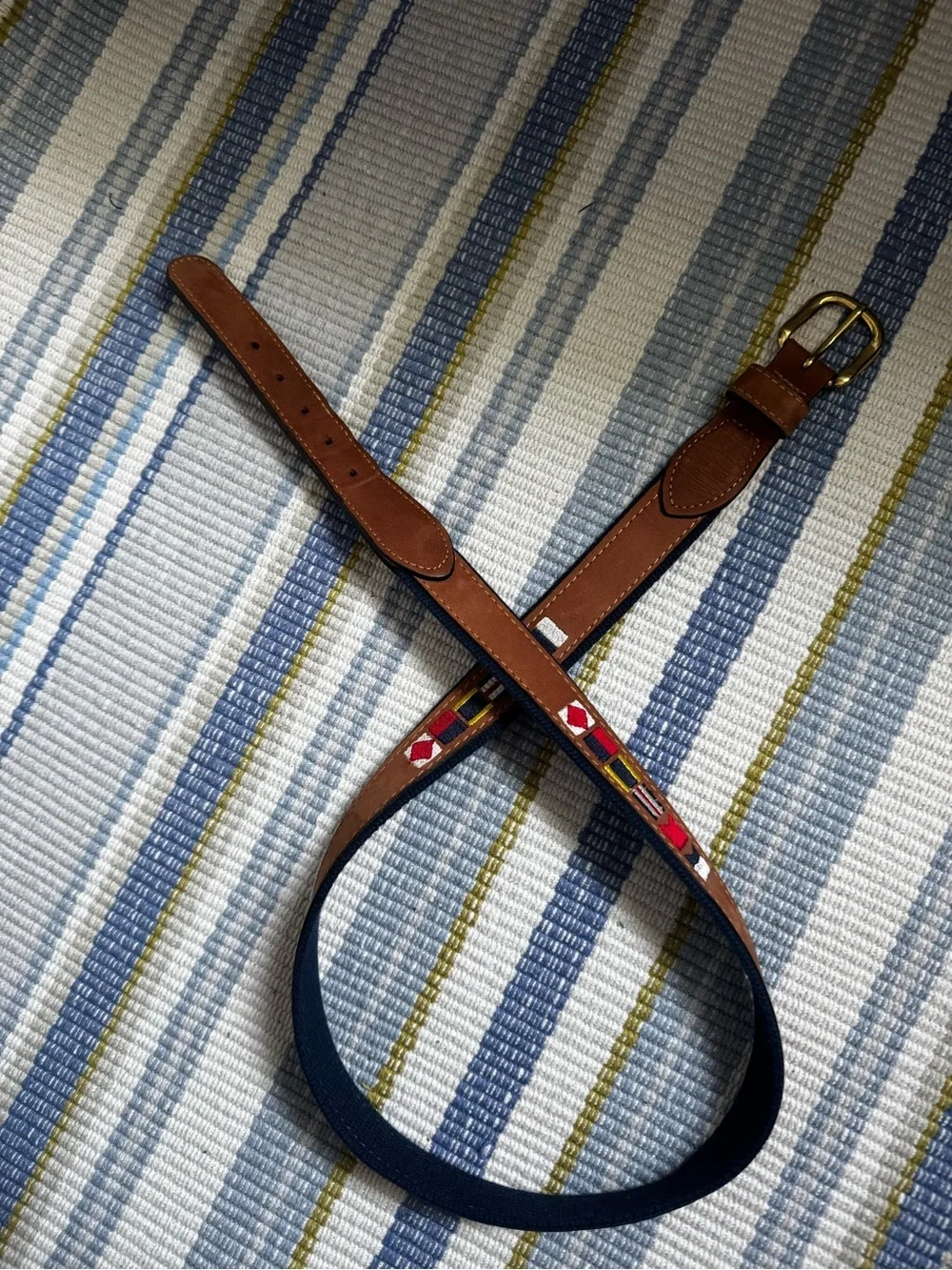 Zeppelin Sailing Symbol Brown Leather Mens Maritime Belt, size 38